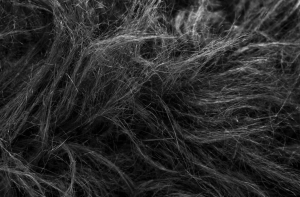 Schwarze Weiche Natürliche Tierwolle Textur Hintergrund Hautwolle Nahaufnahme Textur Aus — Stockfoto