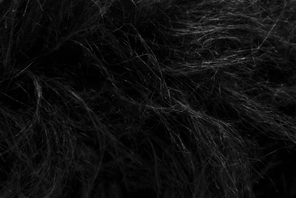 Черный Мягкий Фон Текстуры Шерсти Животных Шерсть Кожи Крупный План — стоковое фото