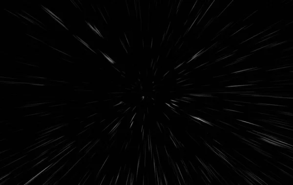 黒の背景 抽象化 抽象的な速度光の動きのぼかしのテクスチャ 粒子や宇宙旅行 黒と白の押出効果に白い線 — ストック写真