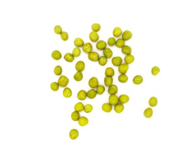 Beyaz zemin üzerinde yeşil bezelyeler