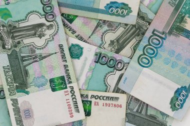 Rus parası arka plan dokusunu destekler. Rus parası, faturalar