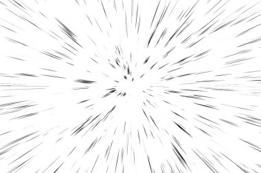 Beyaz arkaplanda Bokeh siyah çizgileri, soyut hız ışık hareketi bulanık dokusu, yıldız parçacığı veya uzay yolculuğu, siyah ve beyaz ekstrüzyon etkisi