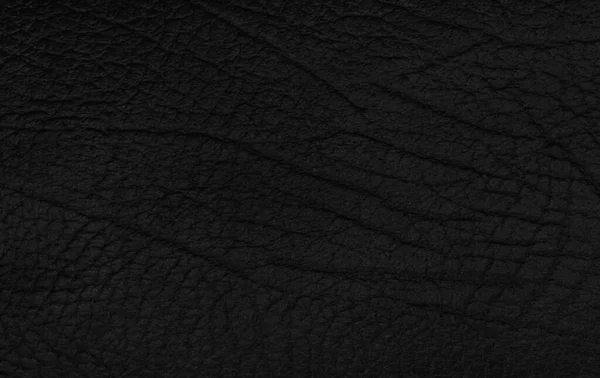 Black Natural Crumpled Leather Texture Macro Dark Material Pattern Wallpaper — Stock Photo, Image