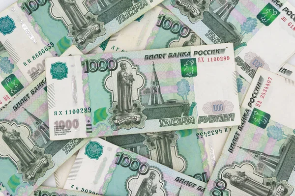 Rus parası arka plan dokusunu destekler. Rus parası, faturalar