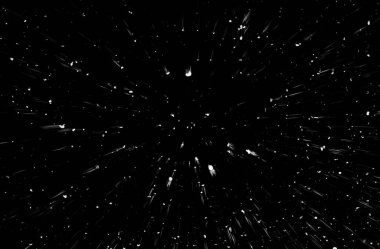 Bokeh beyaz çizgileri ve siyah arkaplan üzerindeki noktalar, soyut hız ışık hareketi bulanık dokusu, parçacık veya uzay yolculuğu, siyah ve beyaz ekstrüzyon etkisi, illüstrasyon