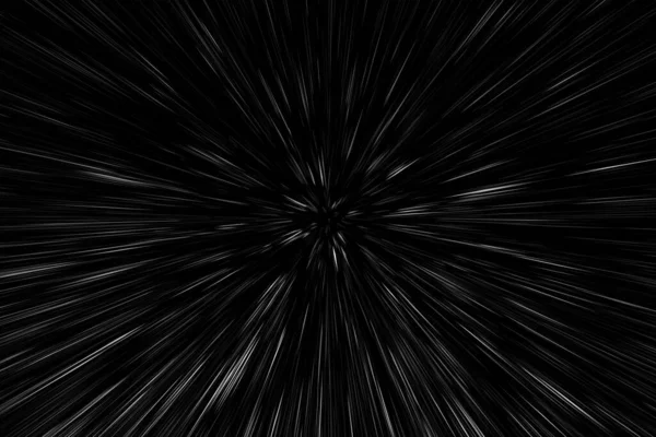 Siyah arkaplan üzerindeki Bokeh beyaz çizgileri, soyut hız ışık hareketi bulanık dokusu, yıldız parçacığı veya uzay yolculuğu, siyah ve beyaz ekstrüzyon etkisi