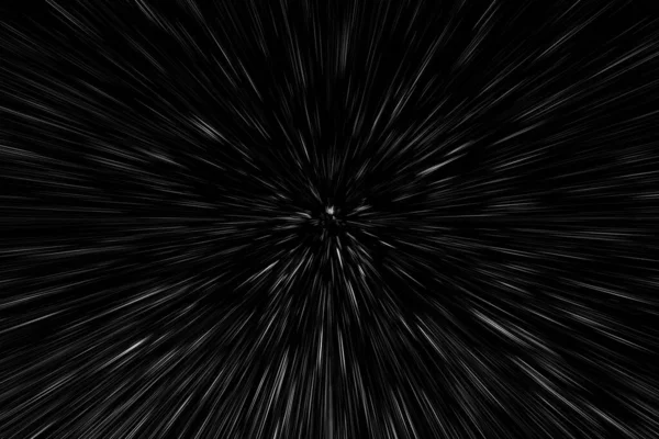 Siyah arkaplan üzerindeki Bokeh beyaz çizgileri, soyut hız ışık hareketi bulanık dokusu, yıldız parçacığı veya uzay yolculuğu, siyah ve beyaz ekstrüzyon etkisi