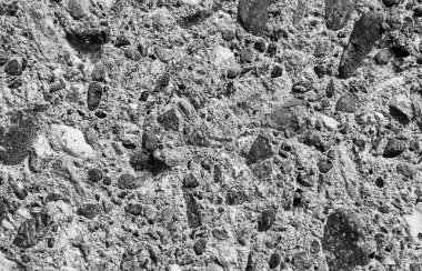 Eski gri beton duvar taş ve kaldırım taşları arka plan dokusu, gri yıpranmış beton duvar ve çakıl dokusu, grunge