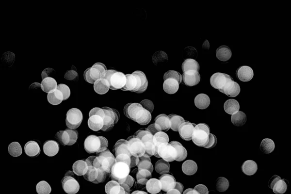 Siyah Arkaplanda Beyaz Bir Bokeh Parlak Işık Deseni Aydınlık Işıklar — Stok fotoğraf