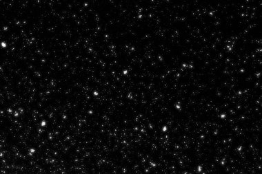 Siyah arkaplanda kaotik beyaz bokeh, ışık lekeleri dokusu, soyut bulanıklık, düşen kar, yıldızlı gökyüzü