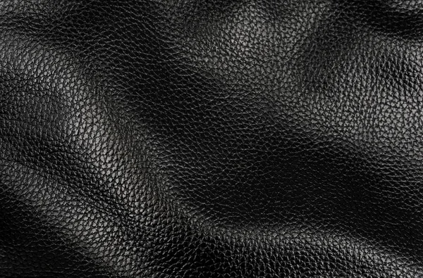 Black Natural Leather Texture Macro Dark Material Pattern Wallpaper Background — Stock Photo, Image