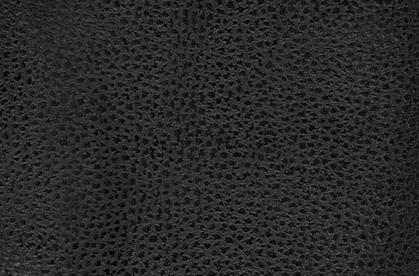 Textura Cuero Natural Negro Macro Material Oscuro Con Patrón Fondo — Foto de Stock