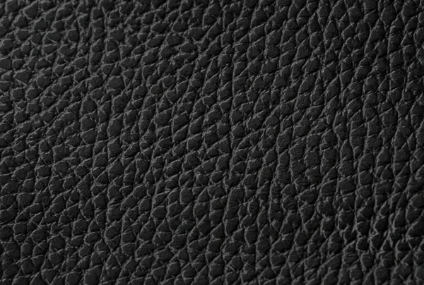 Natürliches Schwarzes Leder Textur Makro Dunkles Material Mit Muster Tapetenhintergrund — Stockfoto