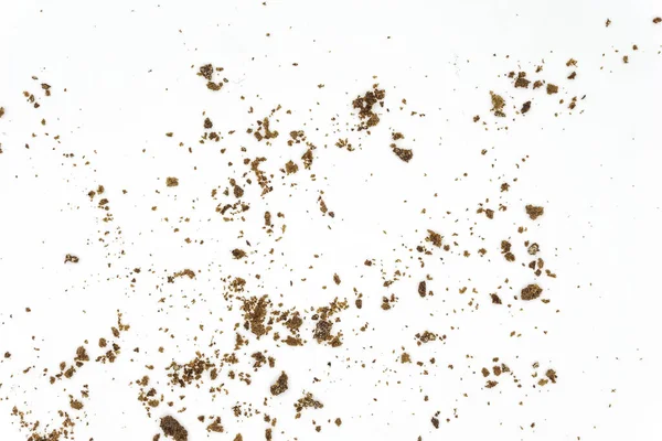 Bread Crumbs White Background Scattered Remnants Bread — Stock Photo, Image