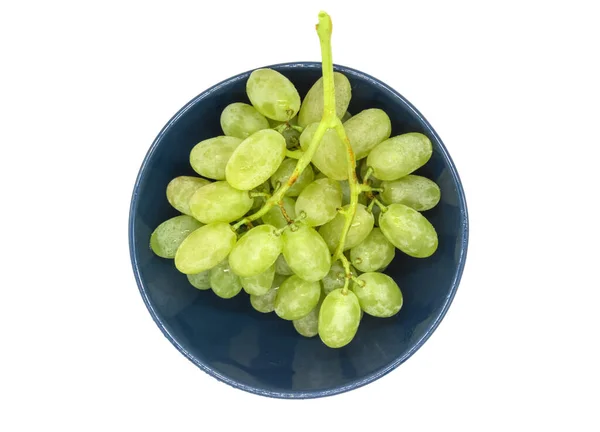 Bündel Grüner Trauben Einem Teller Auf Weißem Hintergrund — Stockfoto