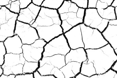 Beyaz kurumuş ve çatlamış toprak arka planı. Kuru yarık alanına yakın. erozyon