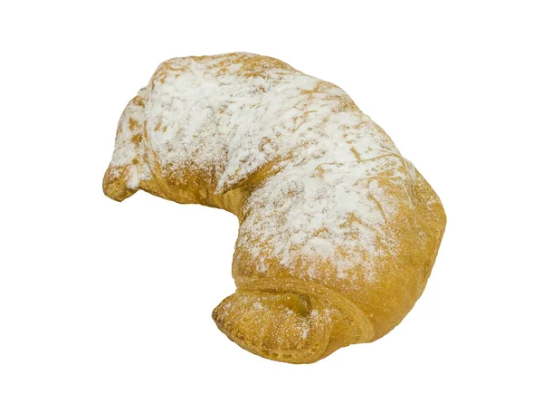 Croissant Proszkiem Izolowanym Białym Tle — Zdjęcie stockowe
