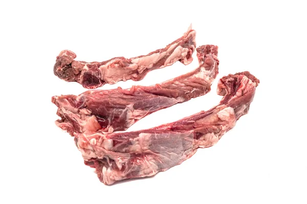 Πρώτες Πλευρές Κρέας Λευκό Φόντο — Φωτογραφία Αρχείου