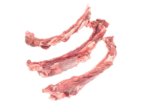 Costole Crude Con Carne Sfondo Bianco — Foto Stock