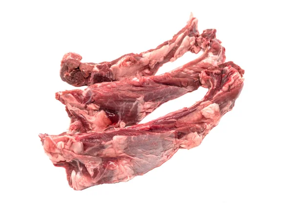 Costillas Crudas Con Carne Sobre Fondo Blanco — Foto de Stock