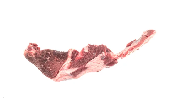 Costelas Cruas Com Carne Fundo Branco — Fotografia de Stock