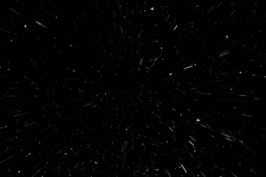 Siyah arkaplan üzerindeki Bokeh beyaz çizgileri, soyut hız ışık hareketi bulanık dokusu, parçacık veya uzay yolculuğu, siyah ve beyaz ekstrüzyon etkisi