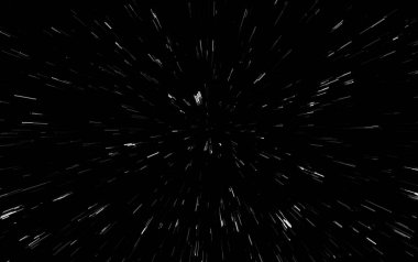 Siyah arkaplan üzerindeki Bokeh beyaz çizgileri, soyut hız ışık hareketi bulanık dokusu, parçacık veya uzay yolculuğu, siyah ve beyaz ekstrüzyon etkisi