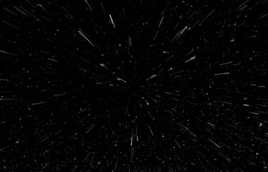 Siyah arkaplan üzerindeki Bokeh beyaz çizgileri, soyut hız ışık hareketi bulanık dokusu, parçacık veya uzay yolculuğu, siyah ve beyaz ekstrüzyon etkisi