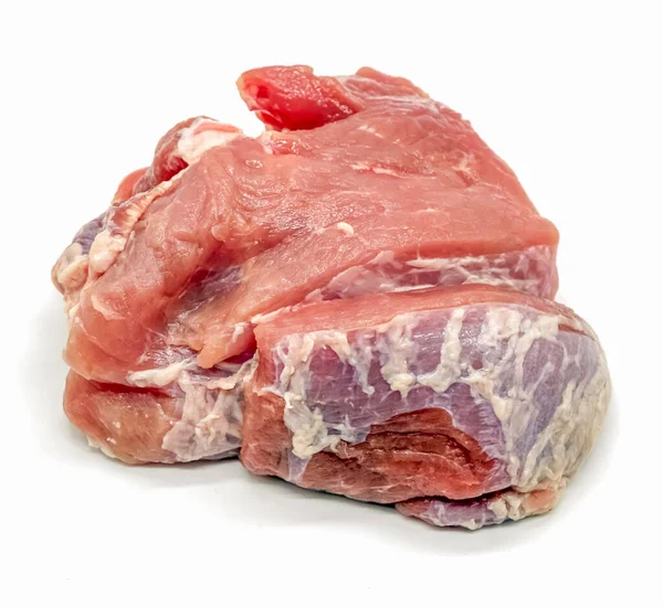 Trozo Carne Fresca Cruda Aislada Sobre Fondo Blanco — Foto de Stock