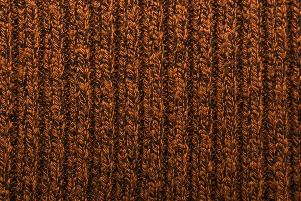 Texture Pull Tricoté Marron Gros Plan Fond Laine Tricotée Orange — Photo