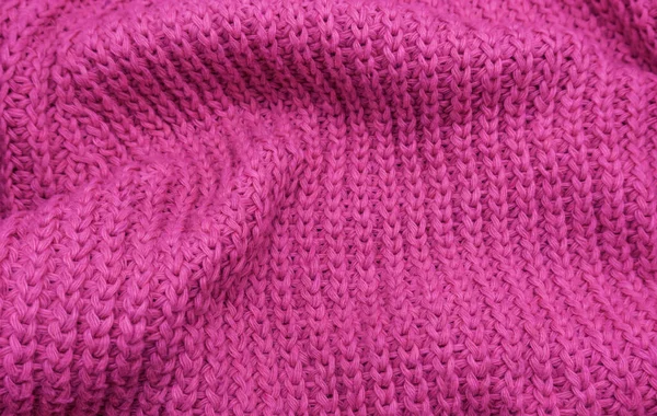 Textur Rosa Stickad Tröja Närbild Röd Stickad Ull — Stockfoto