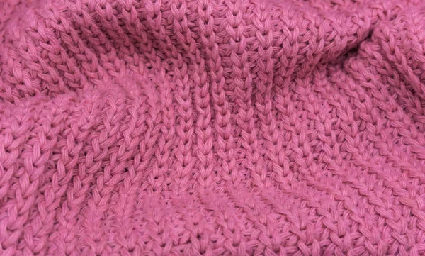 Textura Uma Camisola Malha Rosa Closeup Malha Vermelha — Fotografia de Stock