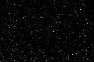 Siyah arkaplanda beyaz noktalar ve noktalar, soyutlama, kıvrımlar ve girdaplar galaksi dokusu, siyah ve beyaz ekstrüzyon etkisi