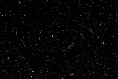 Siyah arkaplanda beyaz noktalar ve noktalar, soyutlama, kıvrımlar ve girdaplar galaksi dokusu, siyah ve beyaz ekstrüzyon etkisi