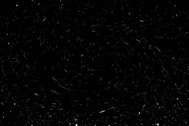 Siyah arkaplanda beyaz noktalar ve noktalar, soyutlama, kıvrımlar ve girdaplar galaksi dokusu, siyah ve beyaz ekstrüzyon etkisi