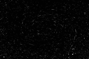 Siyah arkaplanda beyaz noktalar ve noktalar, soyutlama, kıvrımlar ve girdaplar galaksi dokusu, siyah ve beyaz ekstrüzyon etkisi