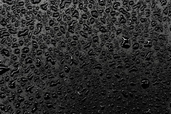 Gotas Agua Sobre Fondo Negro Textura Primer Plano — Foto de Stock