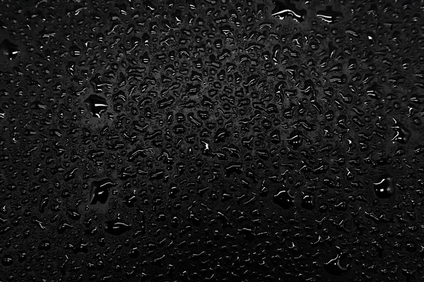 Gotas Agua Sobre Fondo Negro Textura Primer Plano — Foto de Stock