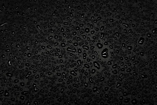 Gotas Agua Sobre Fondo Negro Textura Primer Plano — Foto de Stock