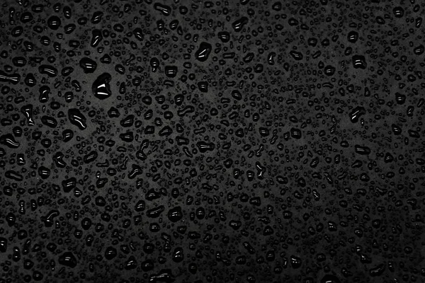 Gotas Agua Sobre Fondo Negro Textura Primer Plano — Foto de Stock