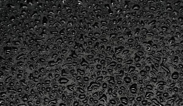 Σταγόνες Νερού Μαύρο Φόντο Υφή Closeup — Φωτογραφία Αρχείου