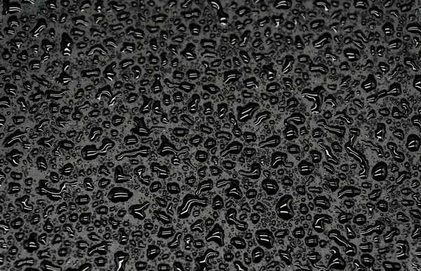 Wassertropfen Auf Schwarzem Hintergrund Nahaufnahme — Stockfoto
