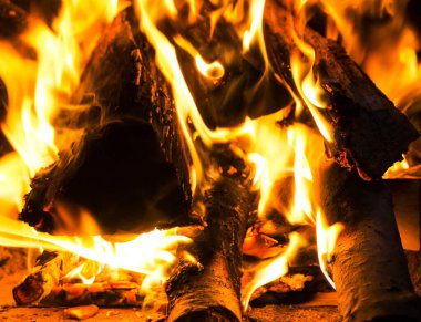 Şöminede yakacak odun, soba, makro