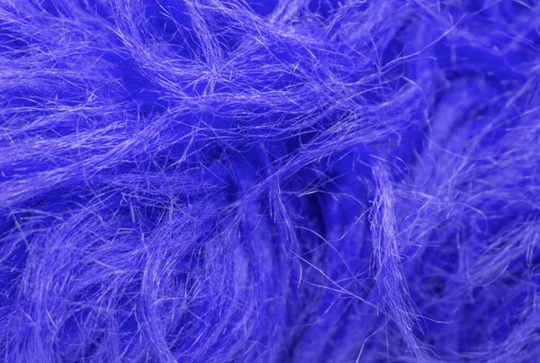 蓝色绒毛质感 动物羊毛背景 彩绘毛毛质感特写 — 图库照片