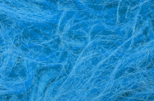 Modrá Nadýchaná Vlna Textura Zvířecí Vlna Pozadí Namalované Srsti Textury — Stock fotografie