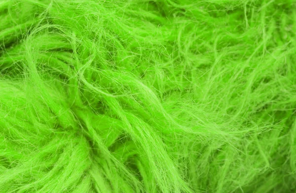Groene Pluizige Wol Textuur Dierlijke Wol Achtergrond Geschilderde Bont Textuur — Stockfoto