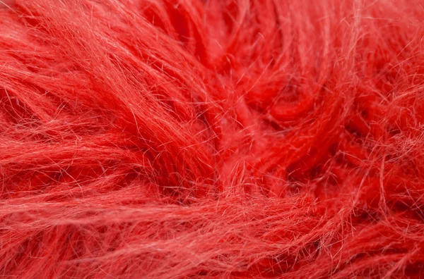 红色绒毛质地 动物羊毛背景 彩绘毛毛质地特写 — 图库照片