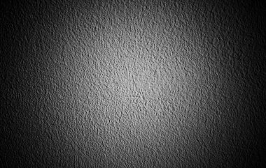 Koyu kenarlı beyaz beton duvar, parlak lekeli koyu alçı duvar, tasarımcılar için arka plan, siyah vignette ile beton duvar dokusu