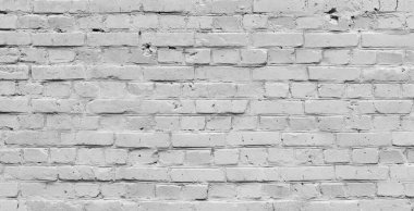 Eski beyaz duvar dokusu, yıpranmış beyaz tuğla, gri grunge tuğla bir duvar parçası.