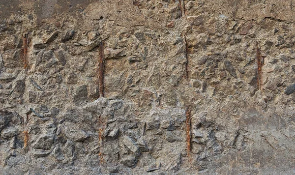 Antiguo Muro Hormigón Bruto Con Fondo Refuerzo Oxidado — Foto de Stock